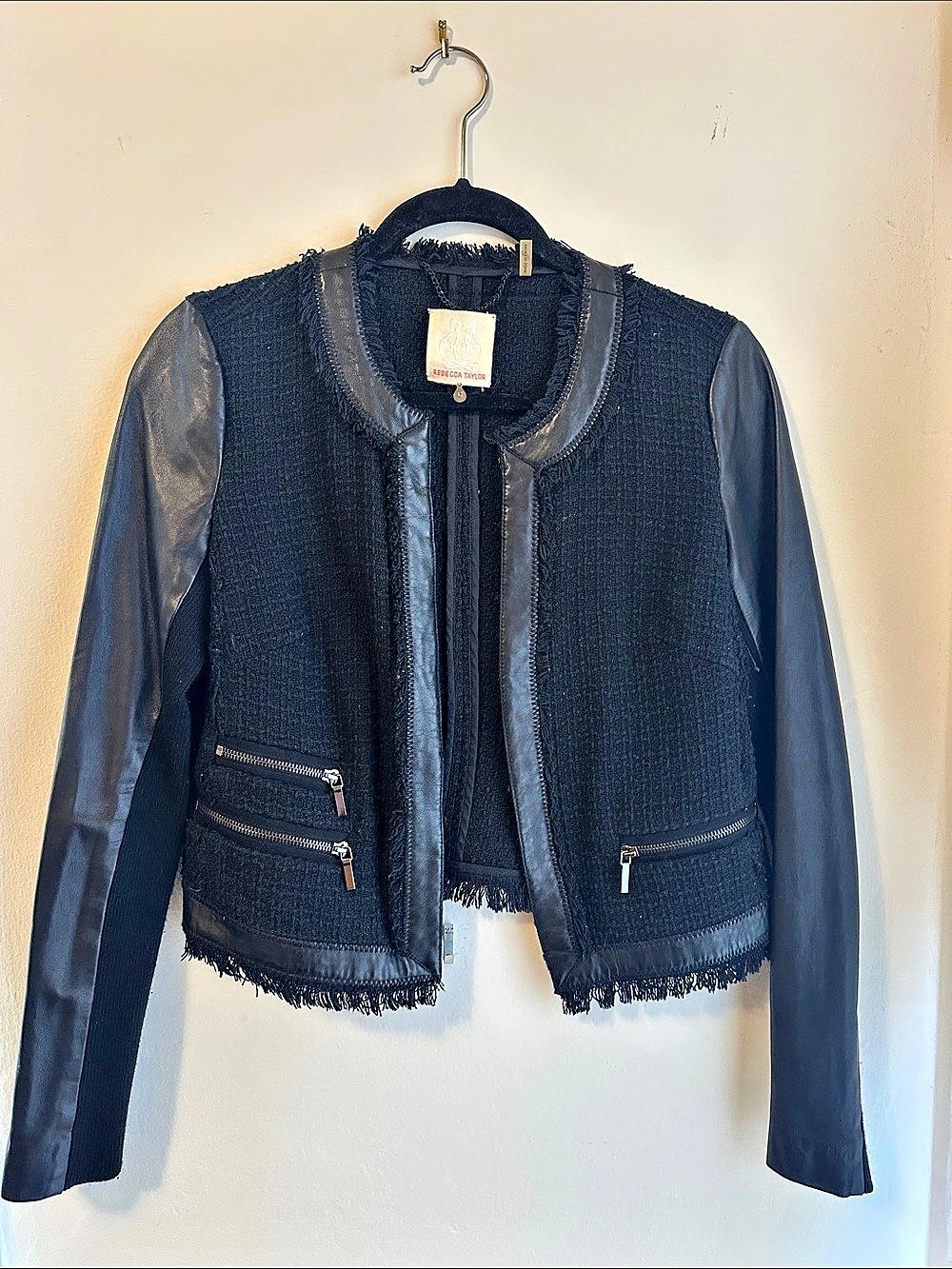 Rebecca Taylor Women's Black Cropped Jacket Size 6